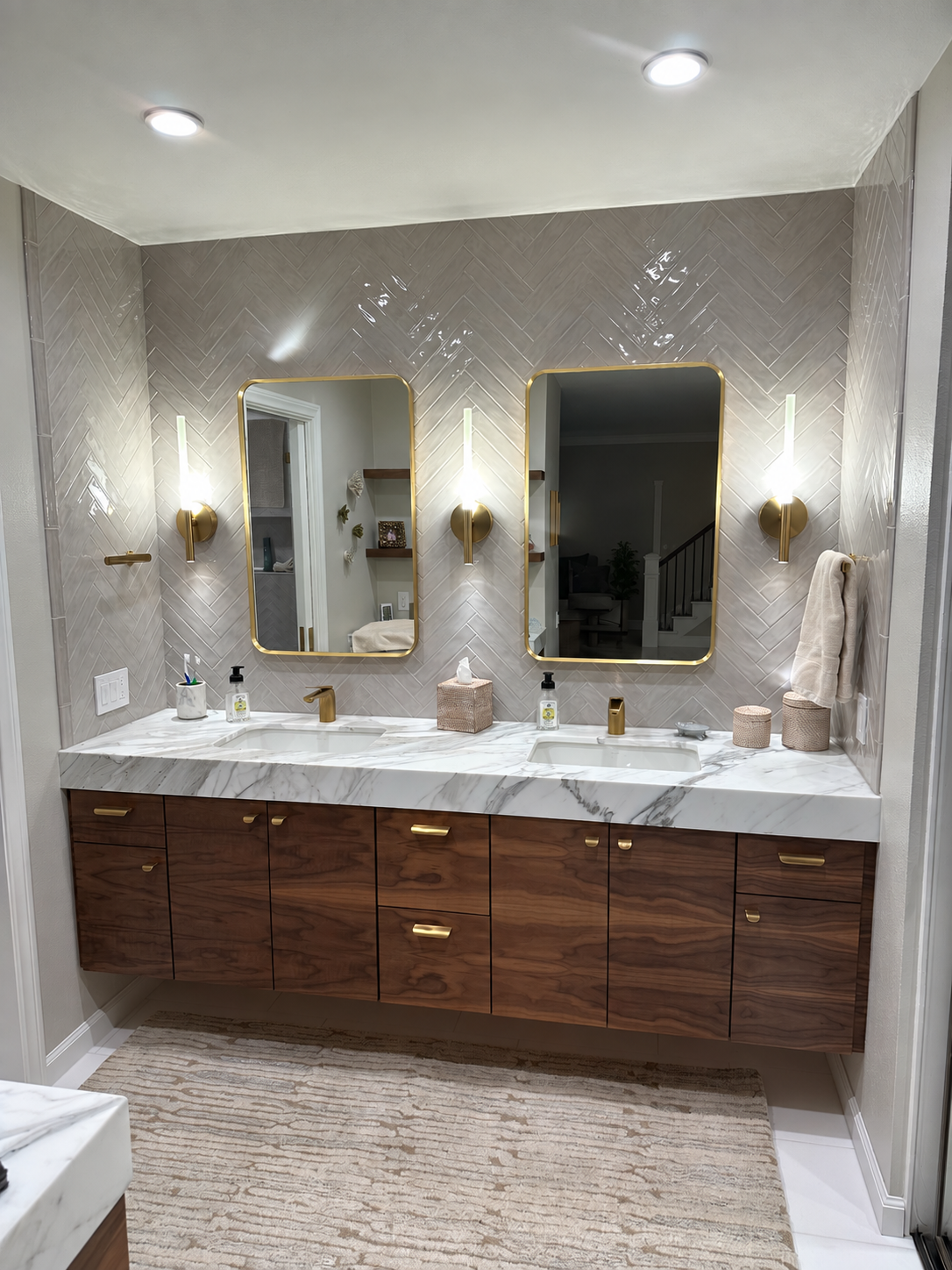 floating walnut vanity